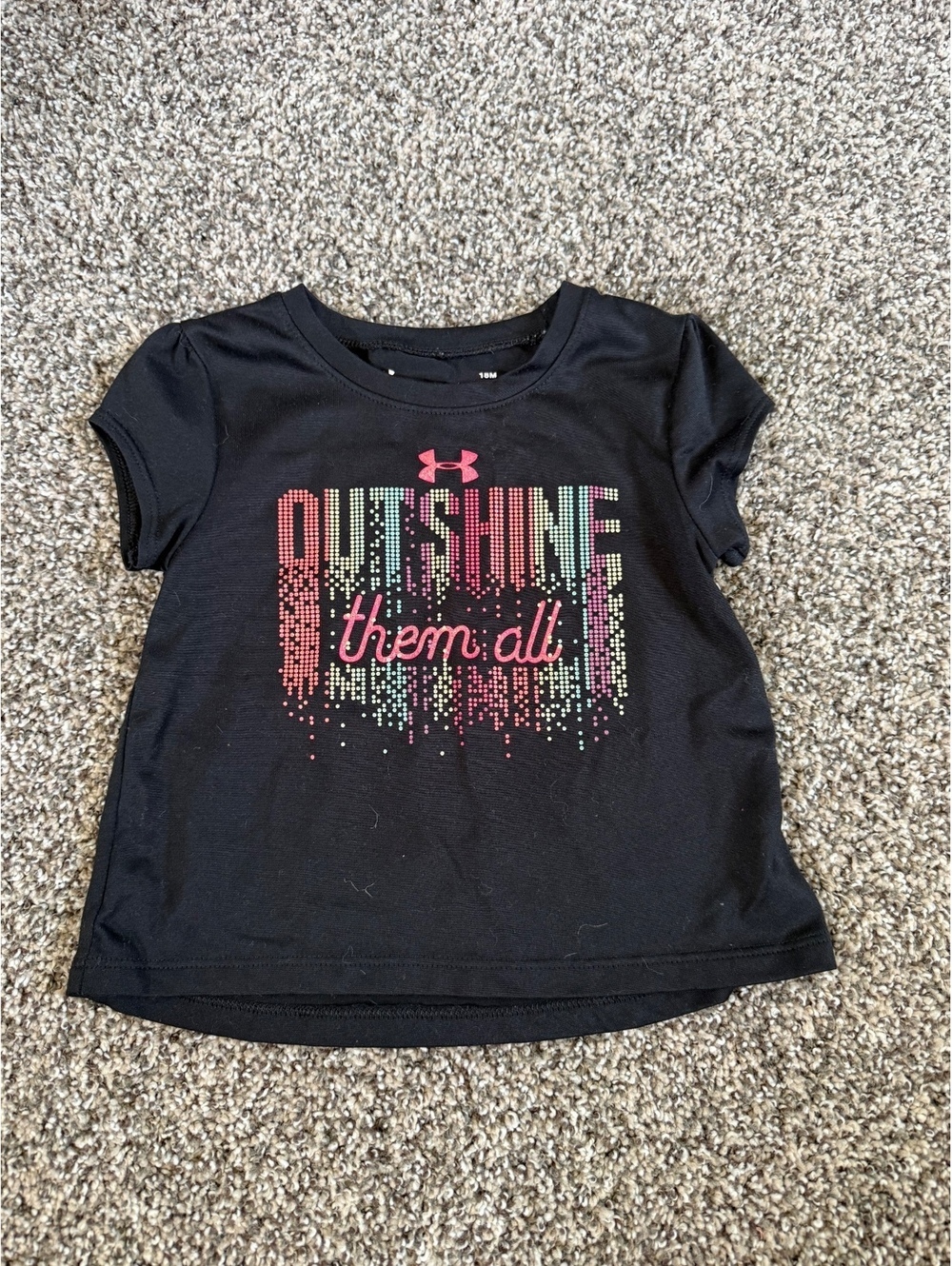 Under Armour Toddler Girls Black HeatGear T-Shirt Size 18Months